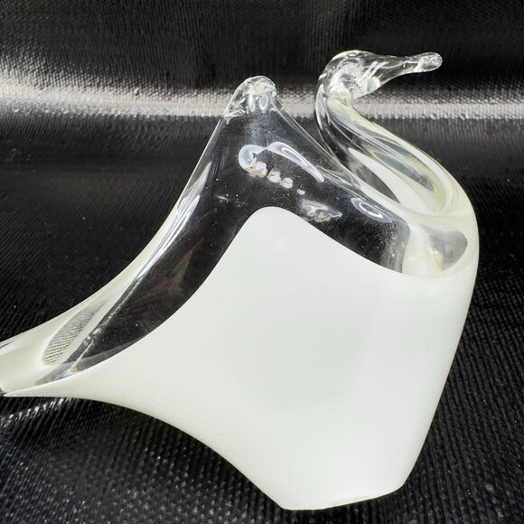 Vintage Venetian Art Glass Duck Bird Bowl Dish Candy Holder Container White VTG - Picture 10 of 14